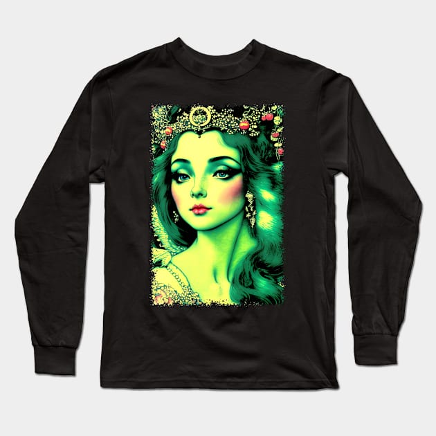 Berry Crown Princess Psychedelic Nouveau Art Long Sleeve T-Shirt by SunGraphicsLab